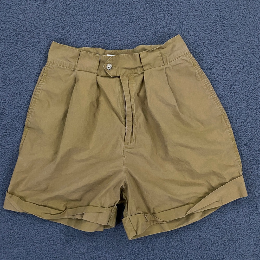 Banana Republic Safari Shorts Women 10 Khaki Pleated High Waist Vintage Utility